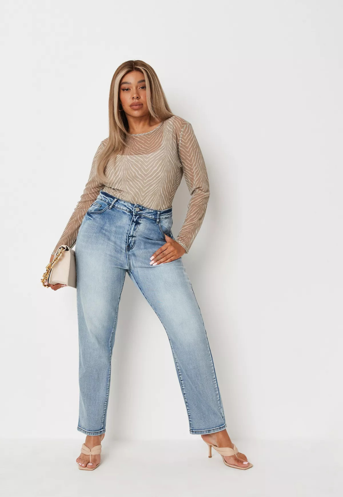 Plus Size Sage Zebra Print Mesh Bodysuit | Missguided (US & CA)