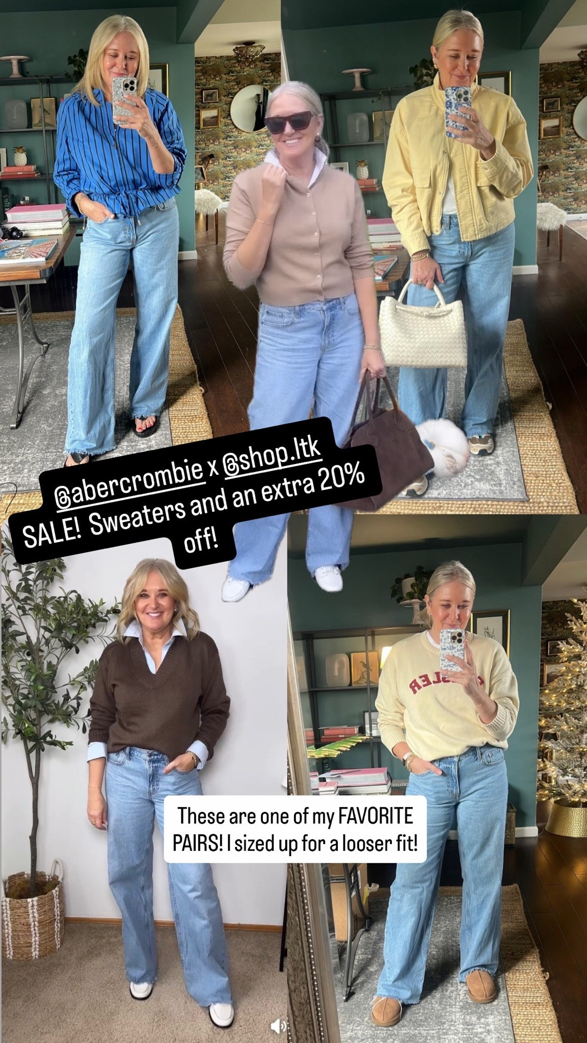 Love Abercrombie denim!! 
These are the Low Rise Ultra Loose Jean in the color Light Wash
I sized up one and got the long.