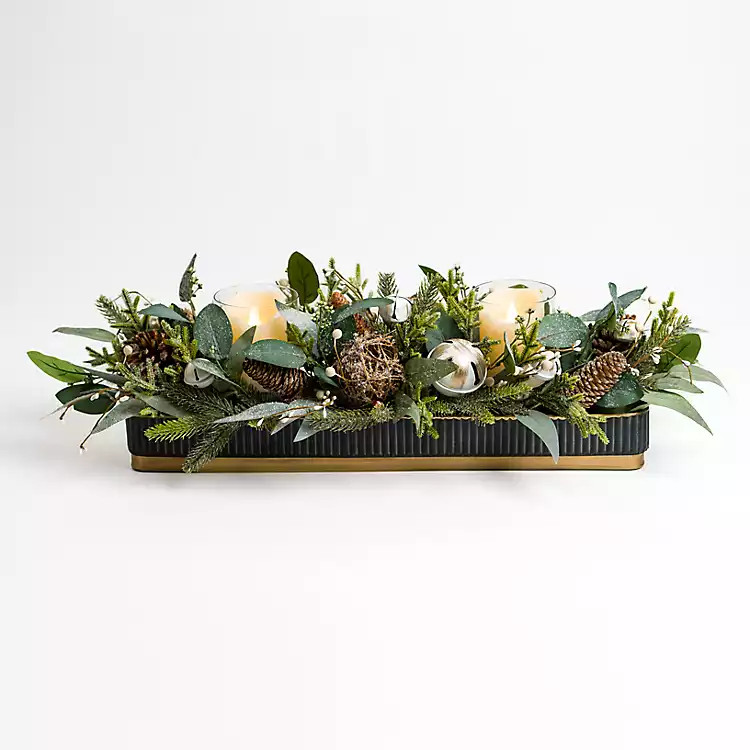 New! Jingle Bells and Greenery Candle Centerpiece | Kirkland's Home