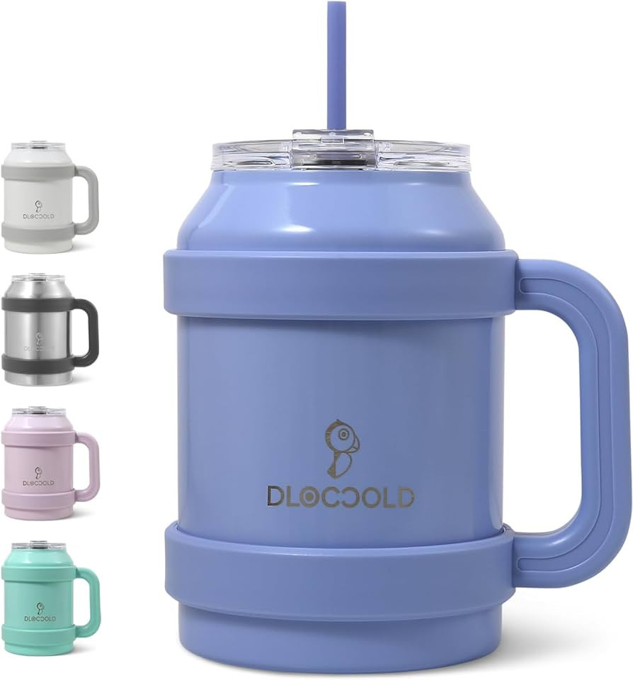 DLOCCOLD 50 oz Mug Tumbler with Handle and Straw Lid, Large Insulated Tumbler with Straw, Sweat-p... | Amazon (US)