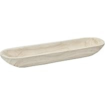 Creative Co-Op Decorative Paulownia Wood Bowl, White Tray | Amazon (US)