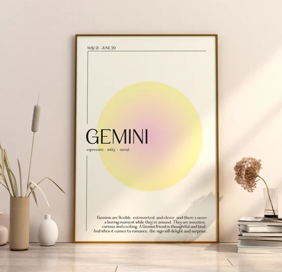 GEMINI Star Sign Instant Download Print Zodiac Art Printable | Etsy | Etsy (US)