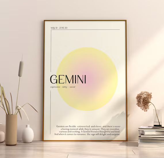 GEMINI Star Sign Instant Download Print Zodiac Art Printable | Etsy | Etsy (US)