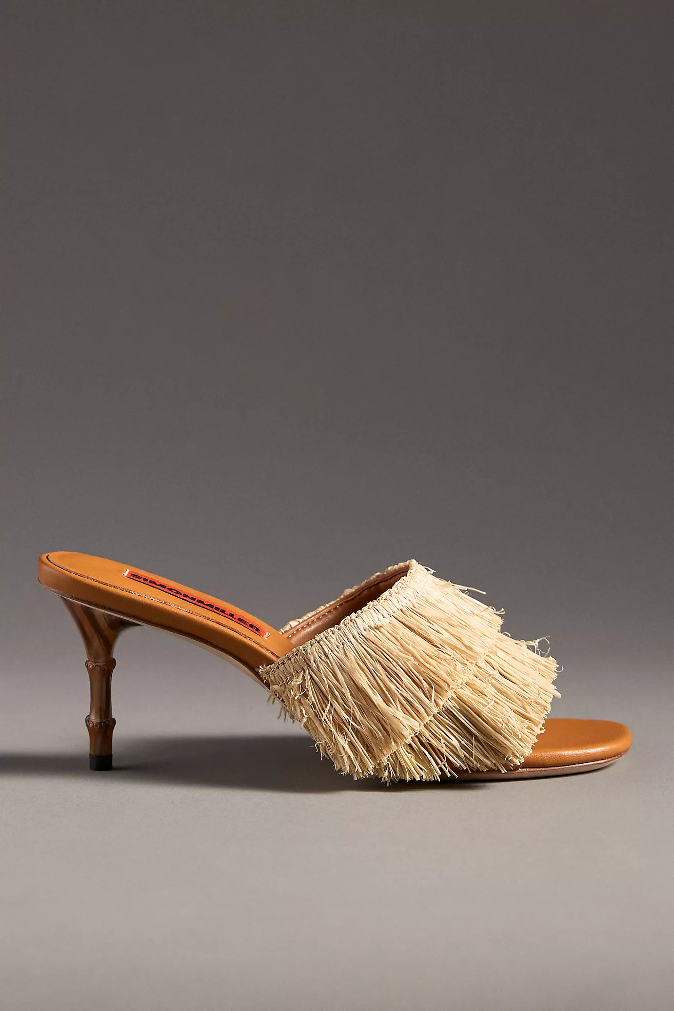SIMONMILLER Raffia Fringe Playa Bamboo Mule Heels | Anthropologie (US)
