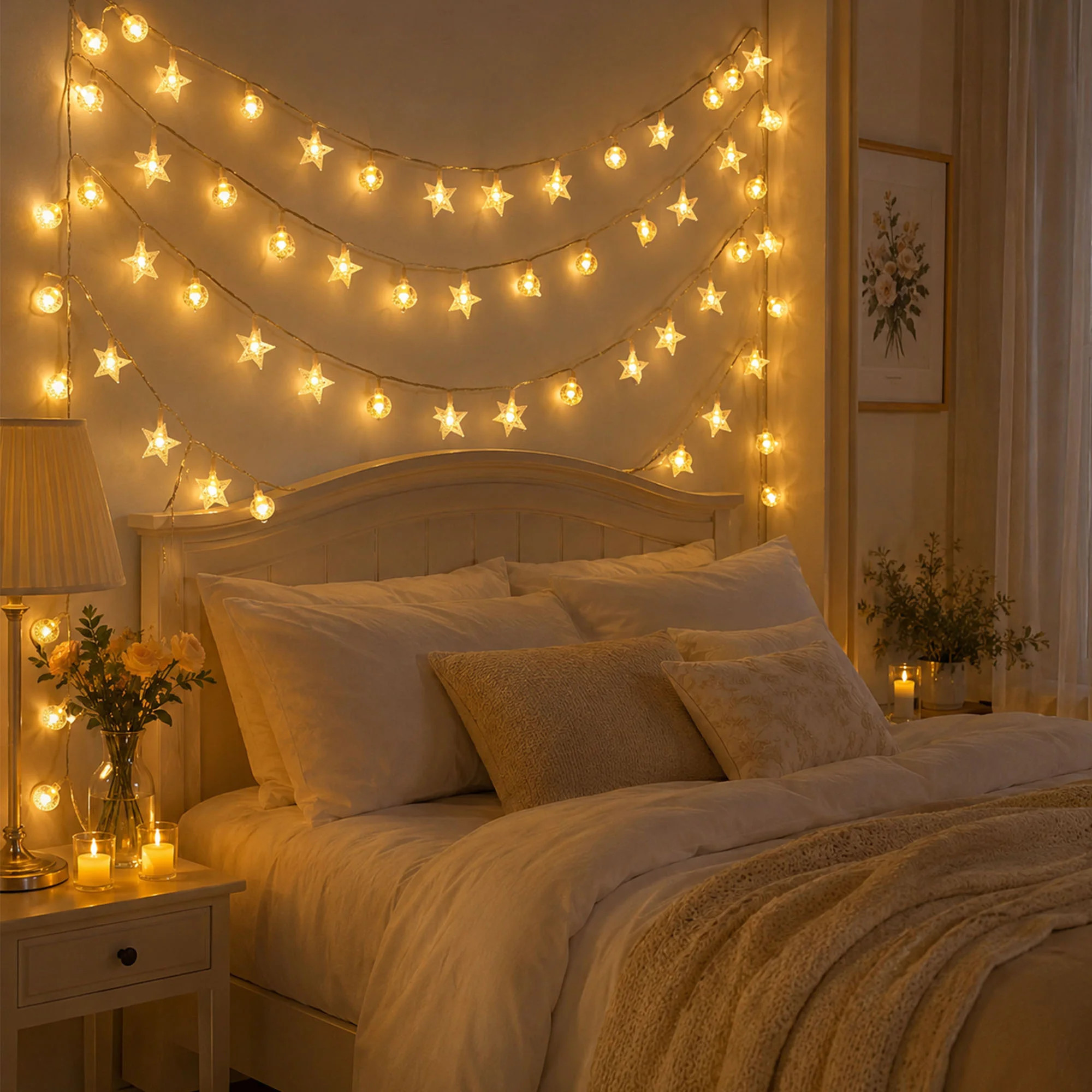 Crystal Globe and Star String Lights with Remote Control and Timer | Wayfair North America