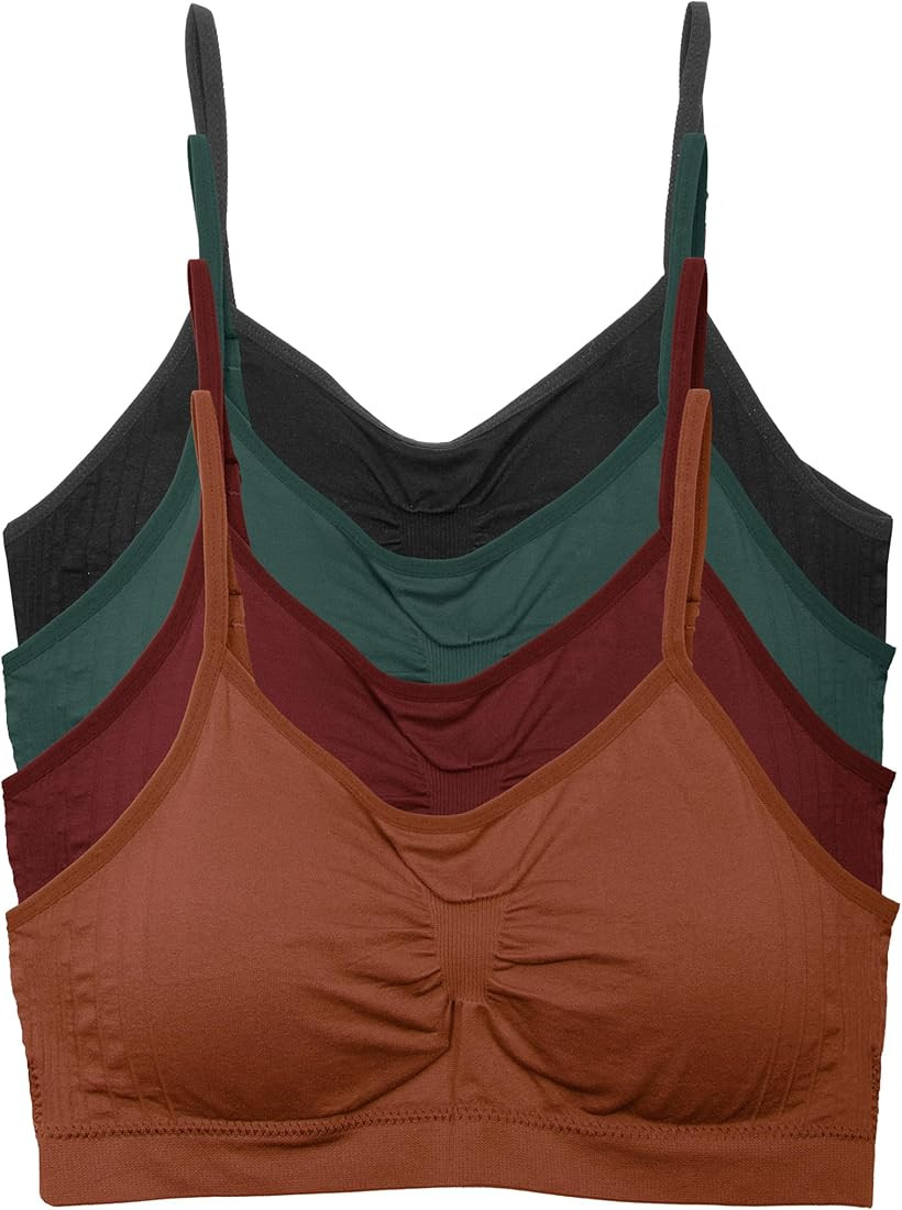 Kalon 4 Pack Women’s Nylon Spandex Removable Pads Comfort Cami Bras Wireless | Amazon (US)