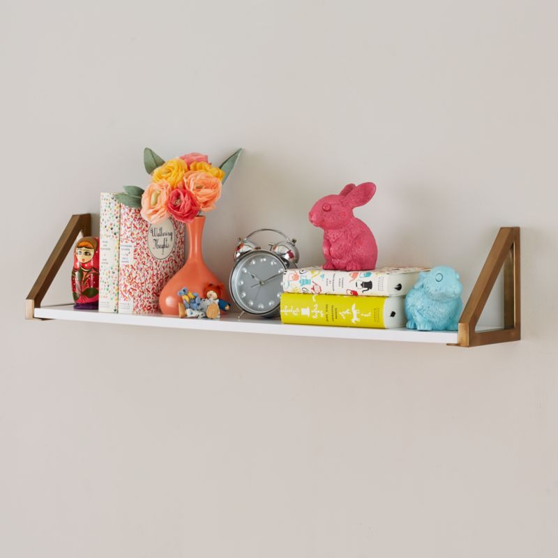 White and Gold Wall Shelf + Reviews | Crate and Barrel | Crate & Barrel