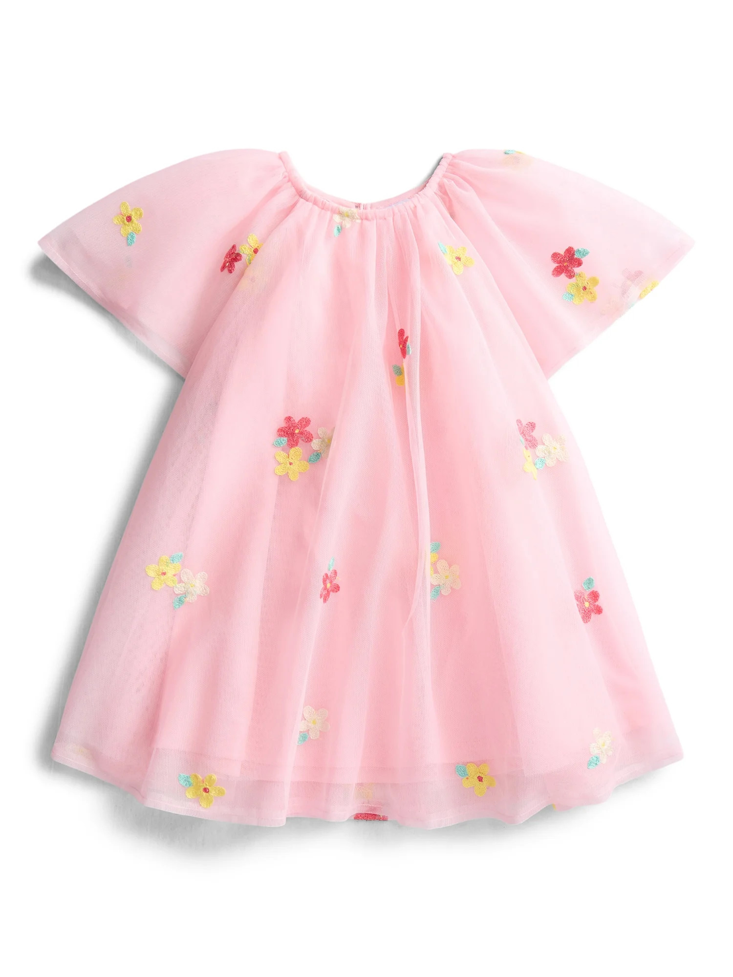 Wonder Nation Toddler Girls Floral Print Dress with Short Sleeves, Sizes 12M-5T | Walmart (US)