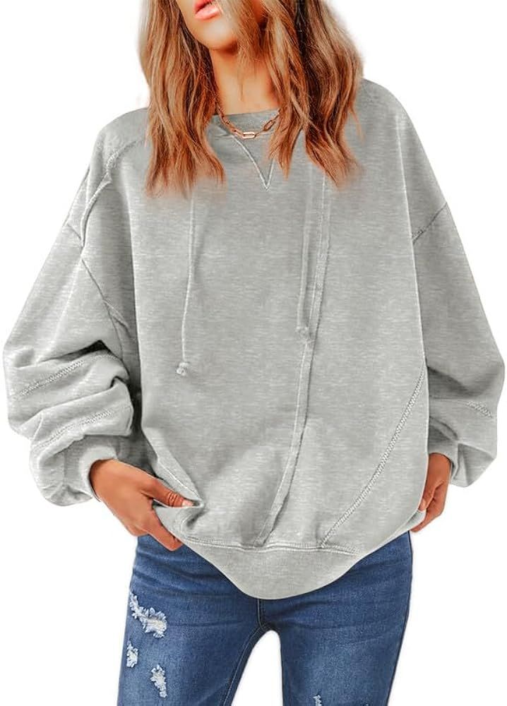SHEWIN Oversized Sweatshirts for Women Loose Fit Casual Long Sleeve Drawstring Hooded Sweatshirt ... | Amazon (US)