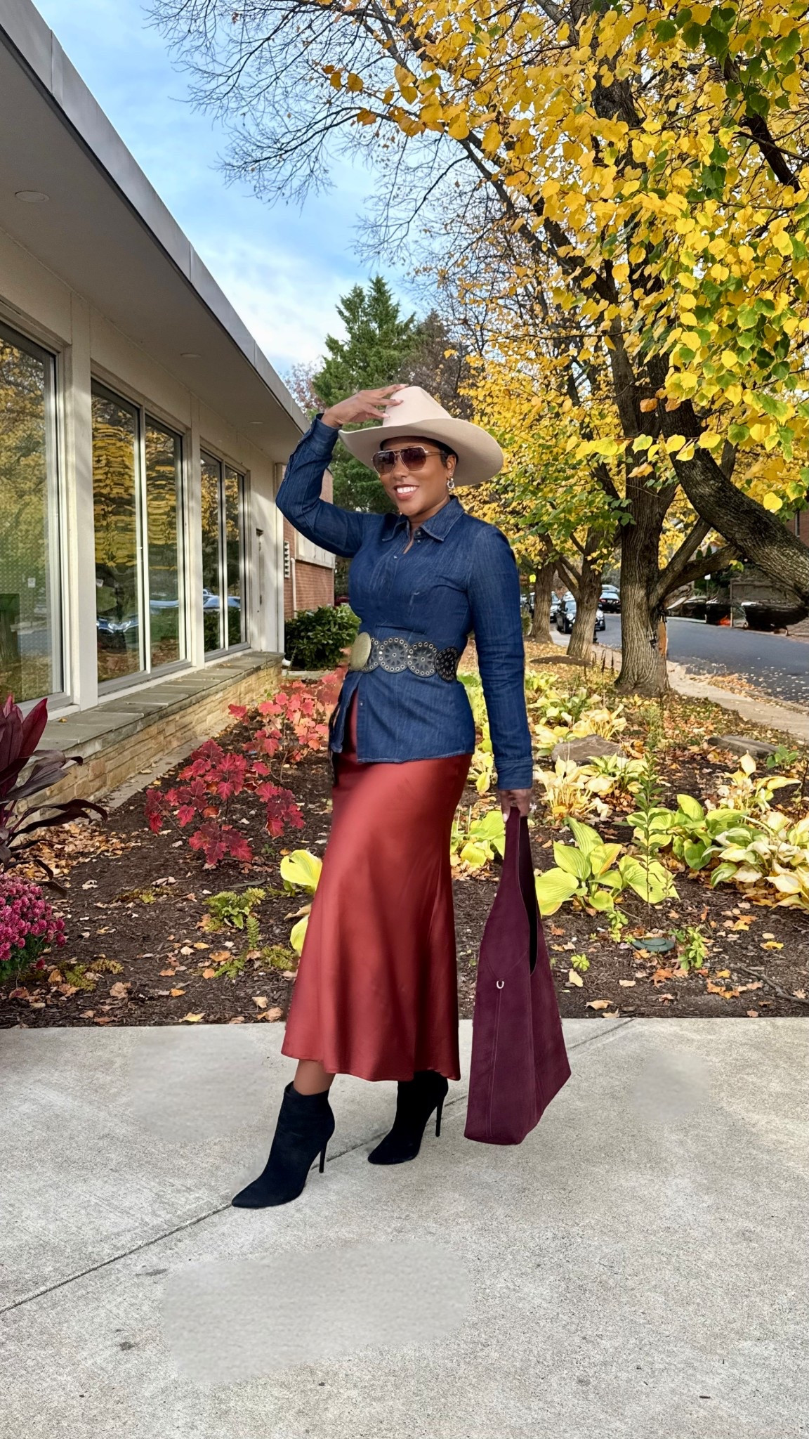 Wore this western skirt outfit for a cowboy-themed party! Yeehaw chic! 🤠 

Cowboy hat
Western fall outfit 
Cowboy chic
Western wear for women 
Denim top skirt outfit 
Fall skirt outfit 

#LTKootd #LTKSeasonal #LTKdayinmylife