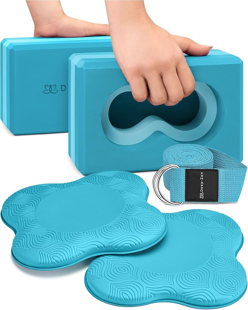 Deep-Zen® Yoga Blocks Wrist Support; Yoga Blocks 2 Pack with Knee Pads and Strap to Put Less Wei... | Amazon (US)