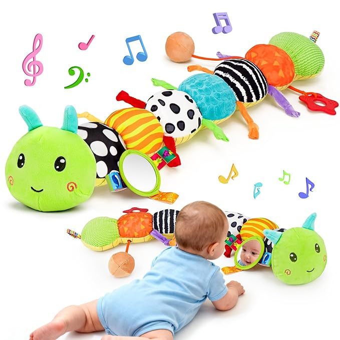 Baby Sensory Toy 0-6 Month Music Animal Stuffed Plush Caterpillar Toy for Infant 0-3-6-12 Month O... | Amazon (US)