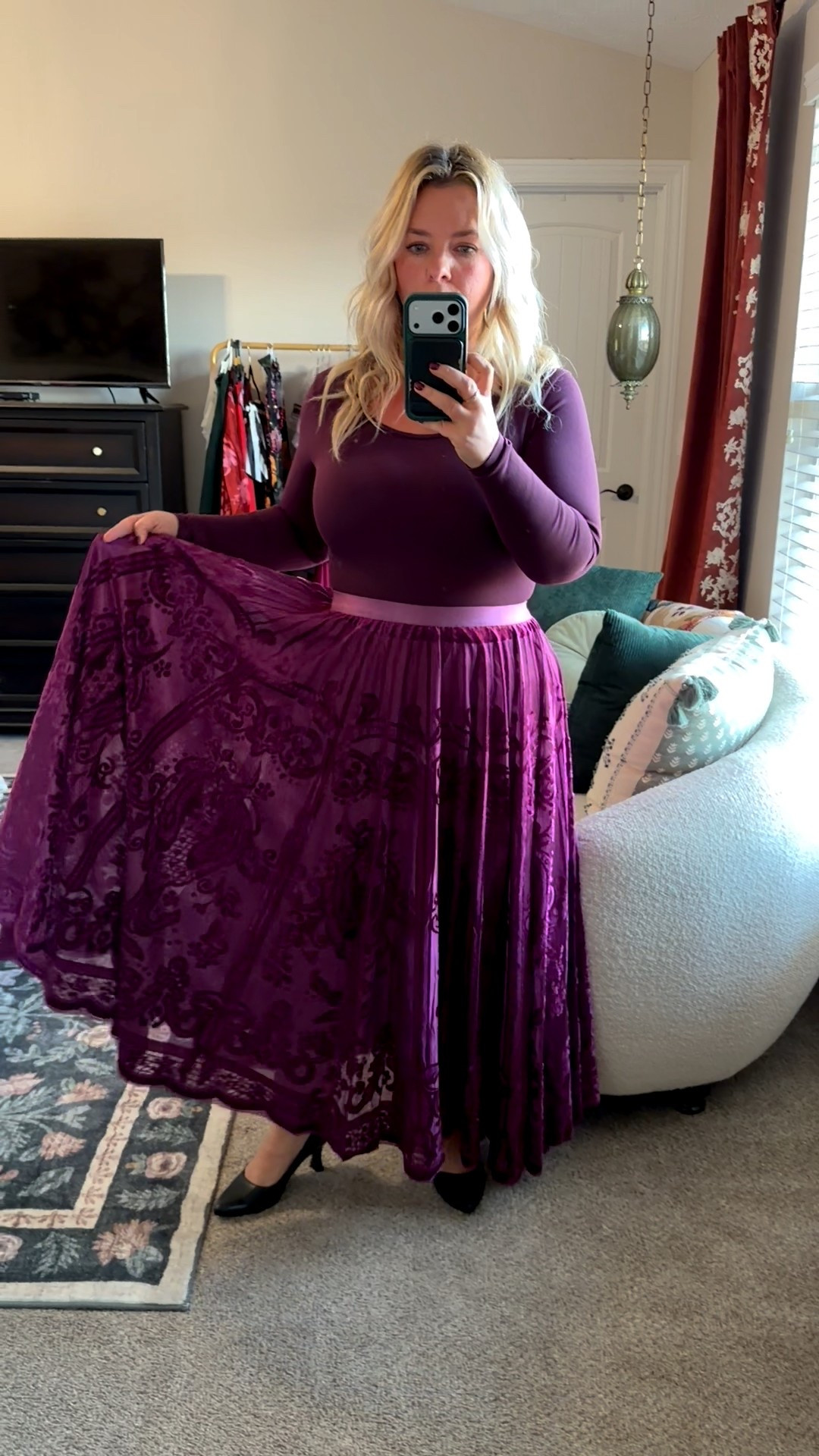 Are you kidding me with this lace maxi skirt?! STUNNING! Bodysuit is Walmart, skirt is SHEIN so I linked everything from my recent Shein order as I know that site scares some people but I sorted through the not so great stuff to find you all the GREAT ones! Scroll my LTK to see them all styled & remember Shein offers FREE returns so don’t be scared to try them! I sized down to a med from my usual Lg in the skirt, wearing a lg in the top. 

#LTKMidsize #LTKPetite #LTKHoliday