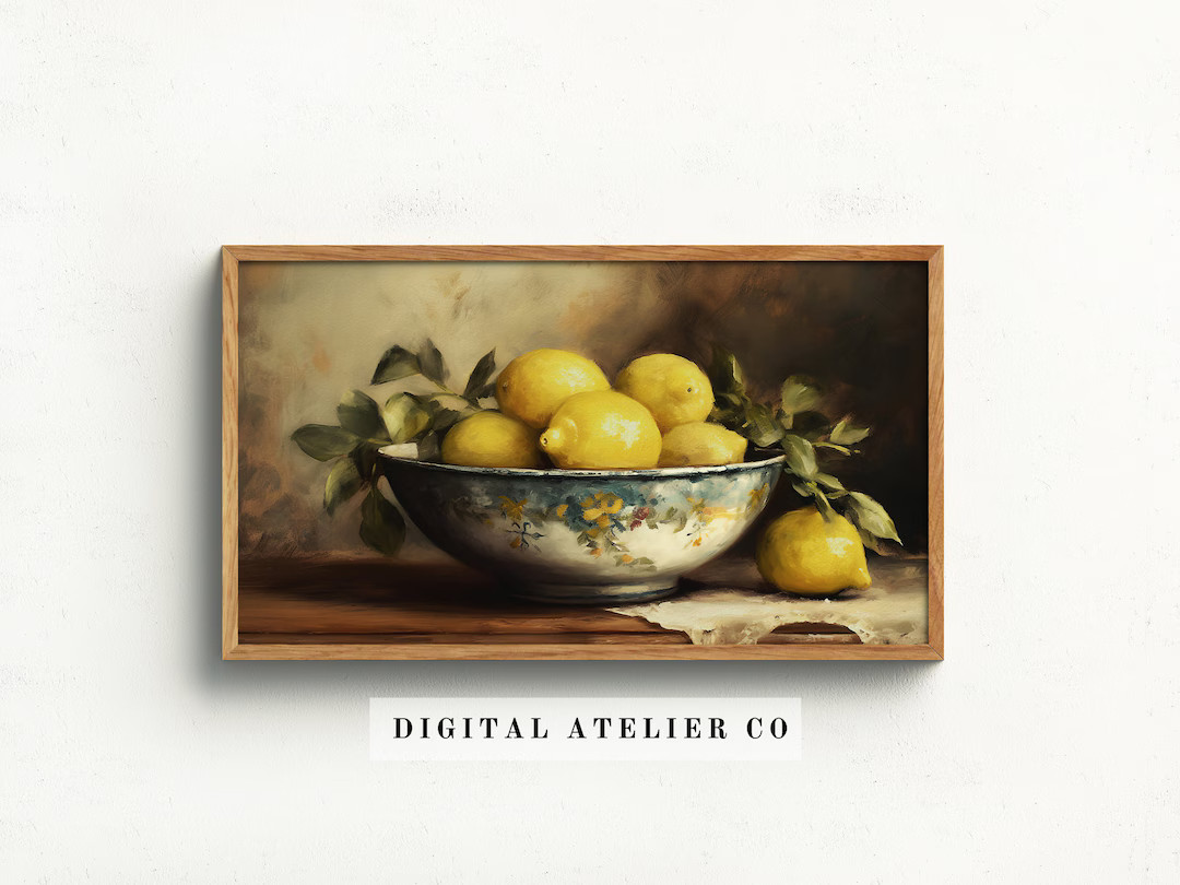 Vintage Fruit Painting Lemon Art Digital Samsung Frame Tv Art Still Life Rustic Lemon Art Kitchen... | Etsy (US)