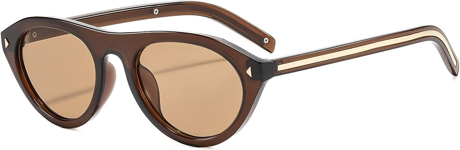 Retro Oval Cat Eye Sunglasses for Women Men Vintage y2k 90s Narrow Cateye Shases with UV400 Protection | Amazon (US)