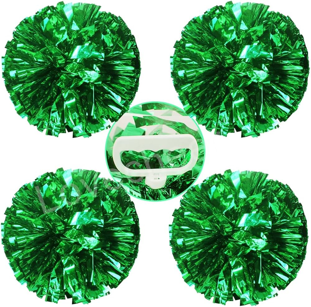 Lovecheer 4PCS Pom Poms Cheerleading with Handle Rings Metallic Plastic Cheer Pom Poms Sports Tea... | Amazon (US)