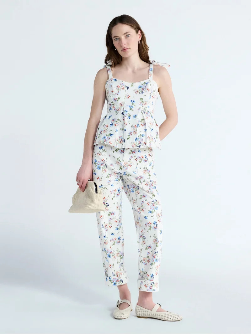 Free Assembly Women's Floral Sleeveless Peplum Top, Sizes XS-XXL | Walmart (US)