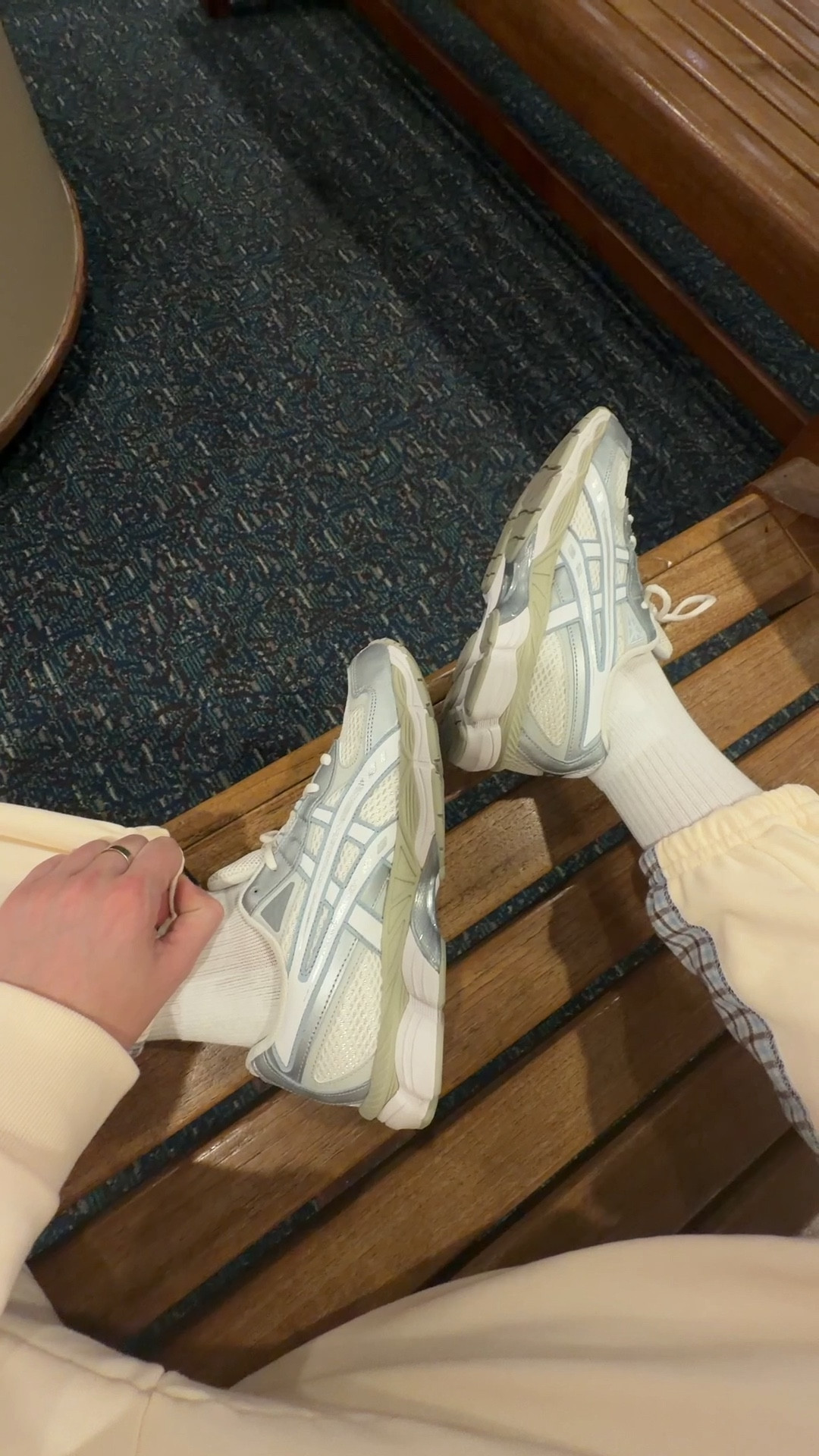 Travel sneakers and compression socks lol 🩷