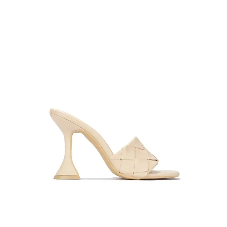 Cape Robbin AFFECTION Nude Vegan Leather Open Toe Mule Heels Mid Slip On Sandals (Nude, 8.5) | Walmart (US)
