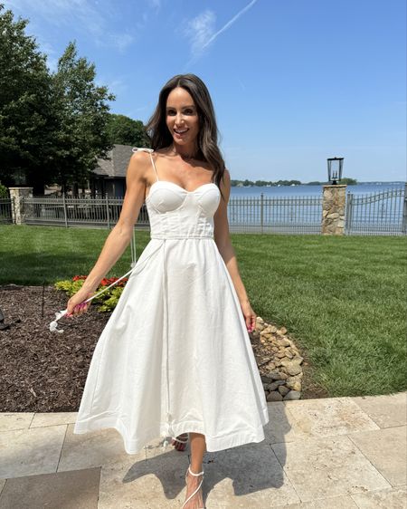 European summer! This is the perfect linen midi. The corset details and fun tie straps make it the perfect fit! 

#LTKfindsunder100 #LTKSeasonal #LTKtravel