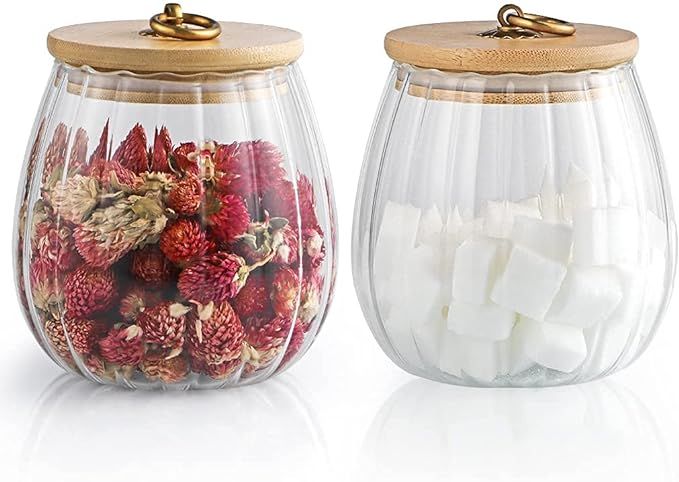 MDLUU 2-Pack Glass Canisters with Airtight Bamboo Lids, Kitchen Bathroom Organizer Jars, Storage ... | Amazon (US)