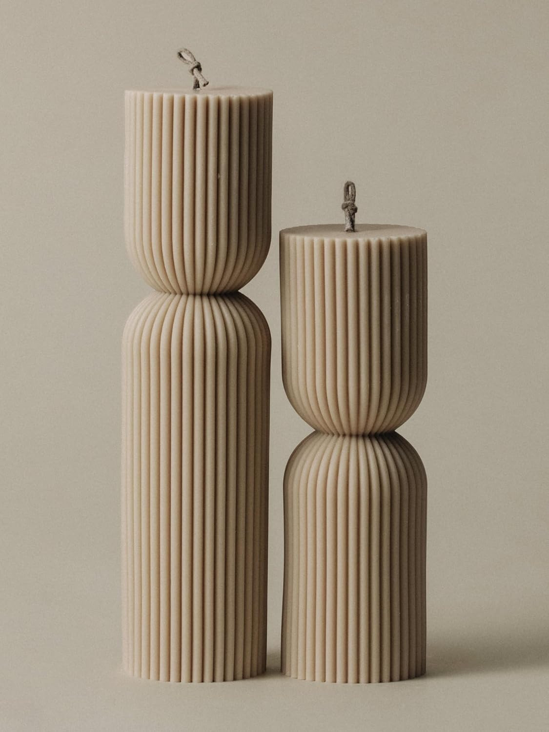 LAWA Hourglass Pillar Candle - Large Beautiful Handmade Pillar Scented Soy Wax Candle Elegant Bubble Aesthetic Candle Housewarming Gift Home Room Shelf Decor Idea Sandstone (Set of 2) | Amazon (US)