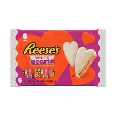 Reese's Valentine's White Creme Peanut Butter Hearts - 7.2oz/6pk | Target