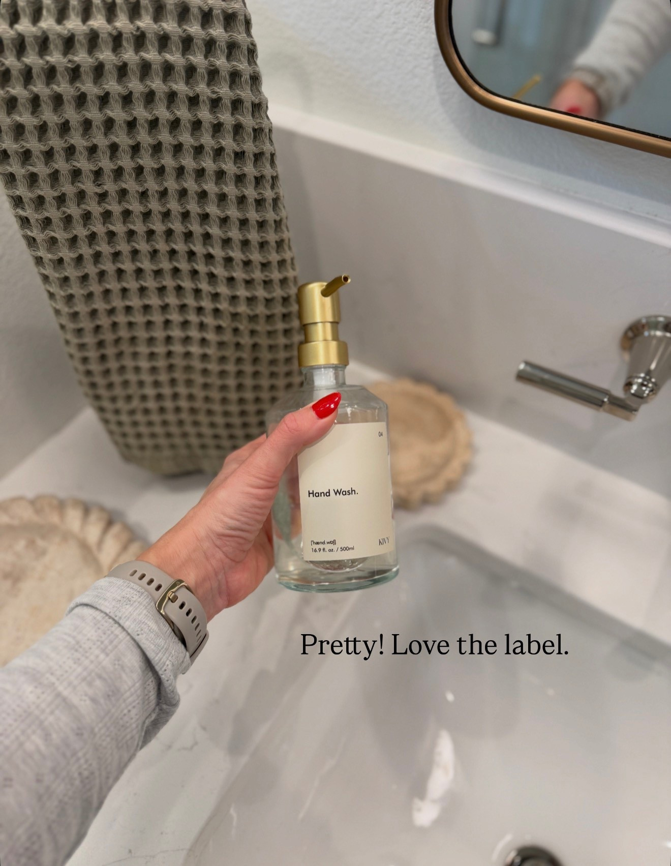 I love this soap pump (label included) in our bathroom!

#LTKHome