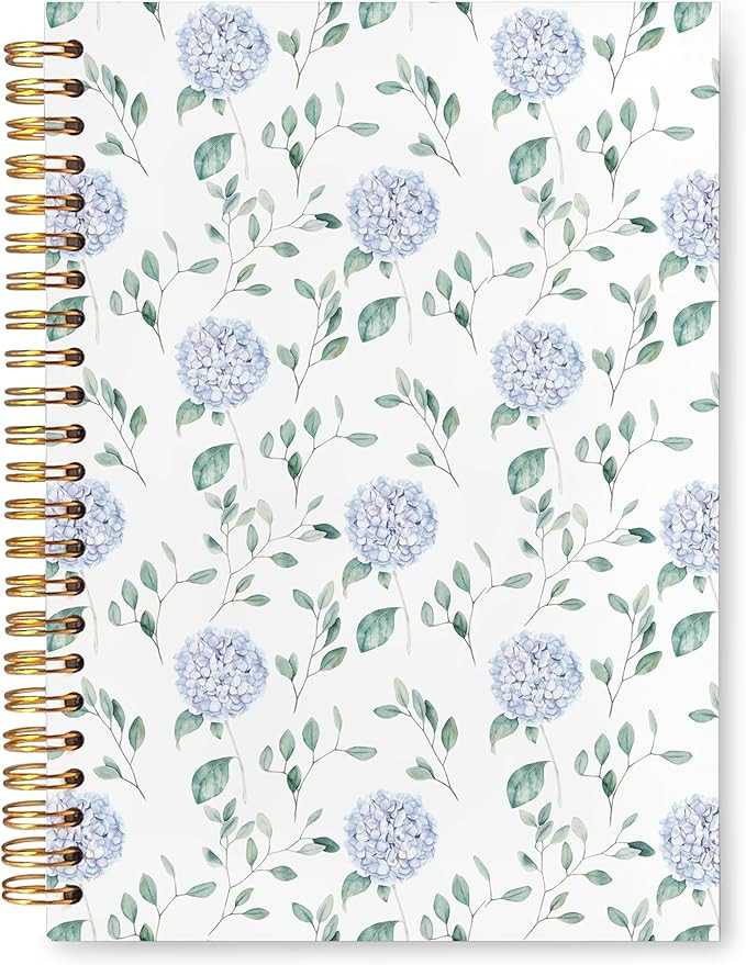 Hydrangea Notebook Journal, Hydrangea Gifts, Blue Notebook Office Supplies, Hardcover Spiral Jour... | Amazon (US)