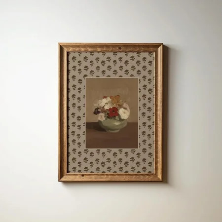 Blockprint Botanical Wall Art Print, Cottagecore Preppy Autumn Floral Decor Poster Decor, Unframed Poster Size 24x36 | Walmart (US)