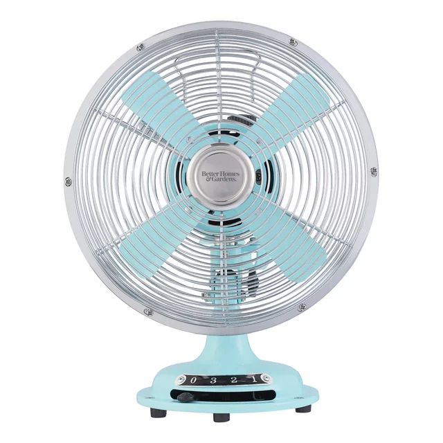 Better Homes & Gardens New 8 inch Retro 3-Speed Metal Tilted-Head Oscillation Table Fan Mint | Walmart (US)