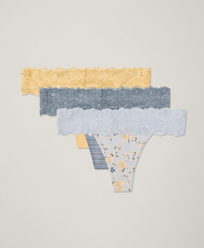 Women’s Lace Waist Thong 3-pack made with Organic Cotton | Pact | Pact Apparel