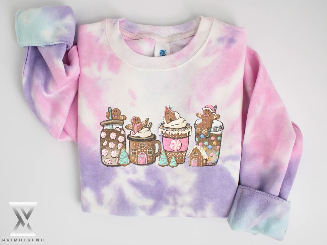 Gingerbread Sweatshirt, Christmas Coffee Sweatshirt, Pink Christmas Sweatshirt, Iced Latte Sweats... | Etsy (US)
