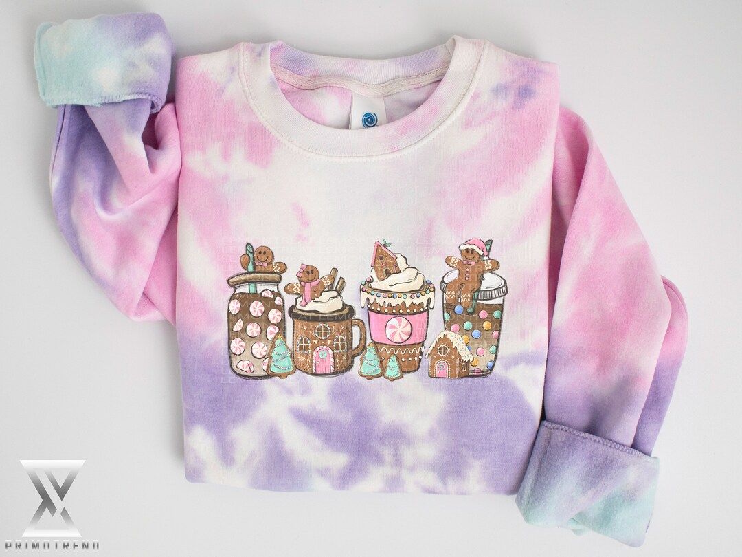 Gingerbread Sweatshirt, Christmas Coffee Sweatshirt, Pink Christmas Sweatshirt, Iced Latte Sweats... | Etsy (US)
