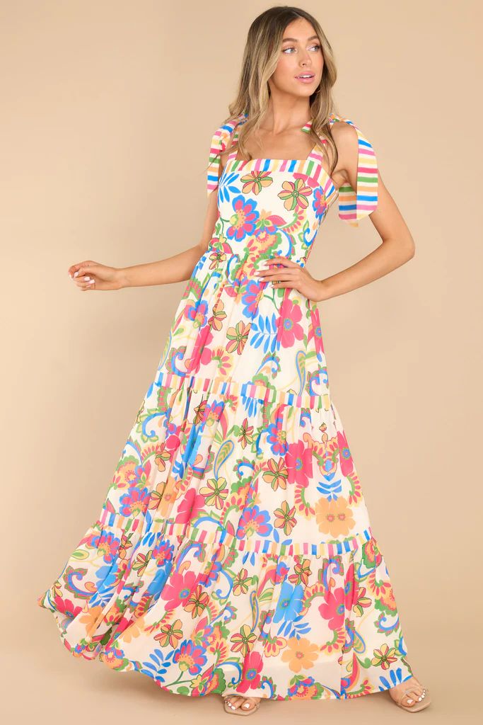 Beyond The Sun Ivory Multi Floral Maxi Dress | Red Dress 