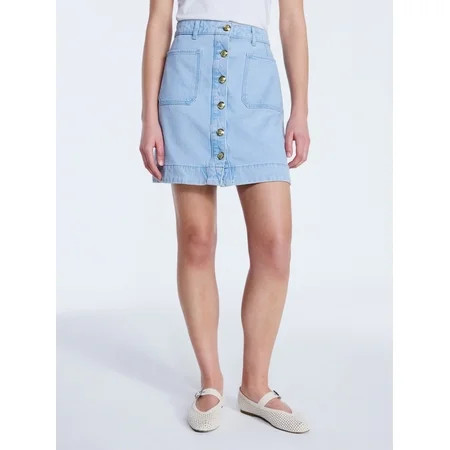 Free Assembly Women s Button Front Denim Mini Skirt Sizes 0-20 | Walmart (US)