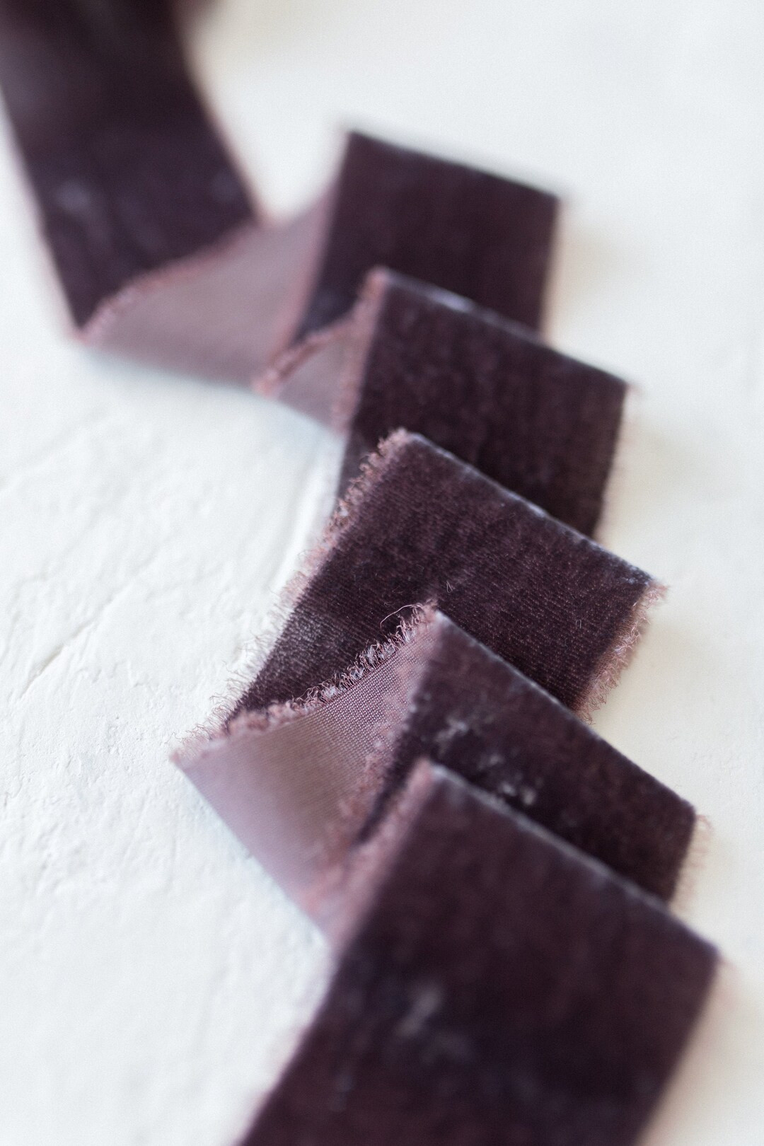 Sugar Plum Silk Velvet Ribbon; Bridal Bouquet, invitations; hand dyed; hand ripped; photography s... | Etsy (US)