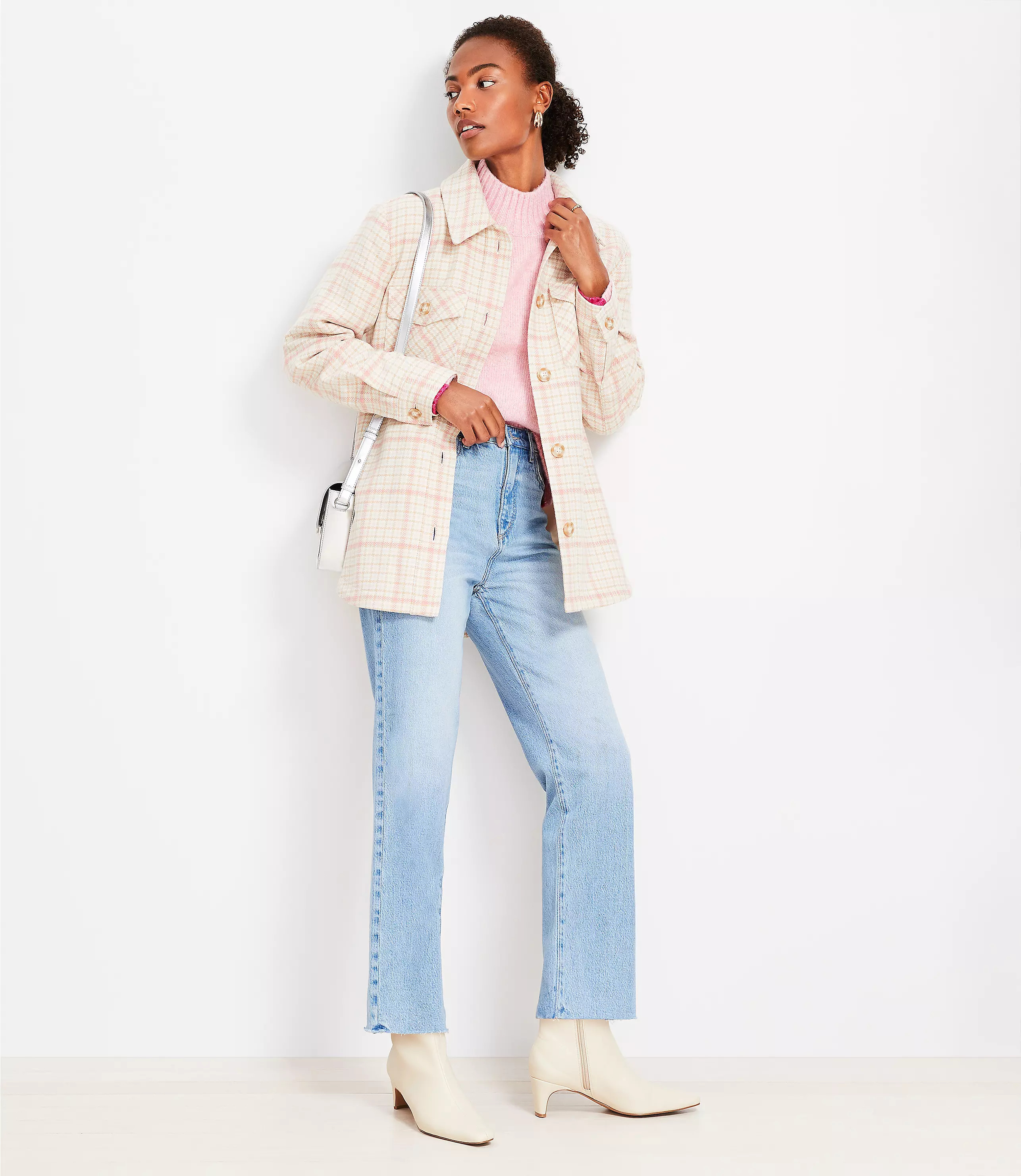 Houndstooth Shirt Jacket | LOFT