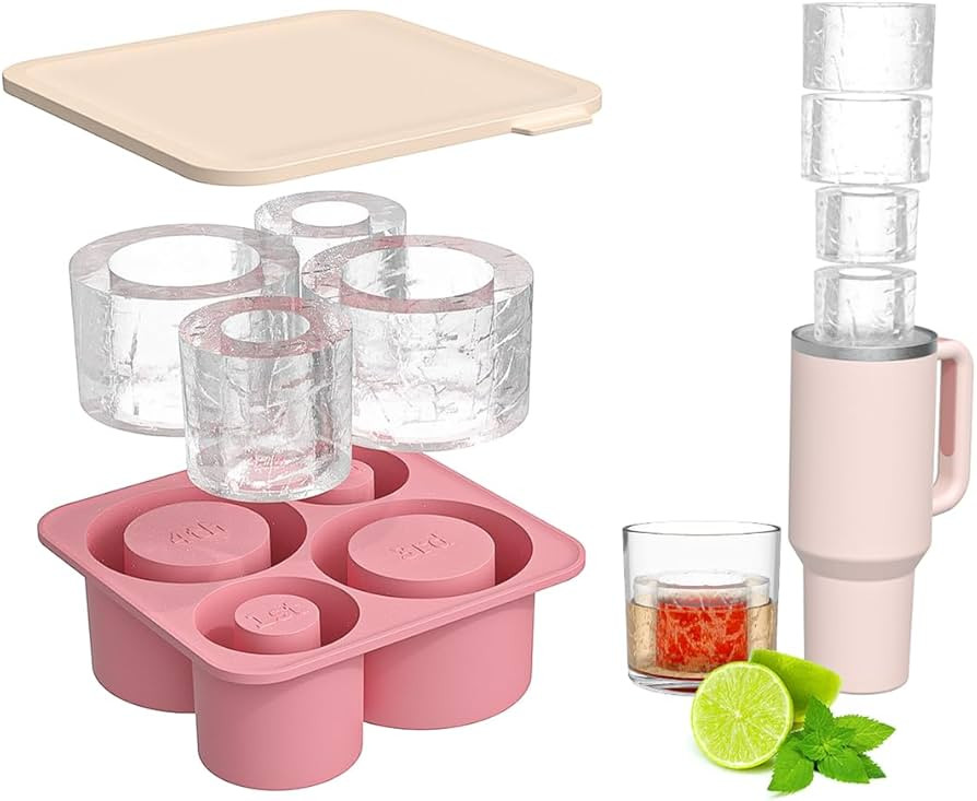 Large Silicone Ice Cube Tray for 20-30-40 oz Tumbler Cup, Slow Melting Ice Mold with Lid, Easy Re... | Amazon (US)