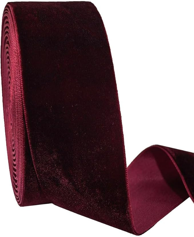 Wedding Christmas Valentin's Day Gift Box DIY Craft Décor Velvet Ribbon(Wine, 2‘’x3Yards) | Amazon (US)