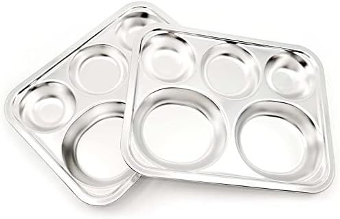 Modubuying Stainless Steel Divided Plates Tray Made By South Korea, 5Section plate, Dinner, Diet ... | Amazon (US)
