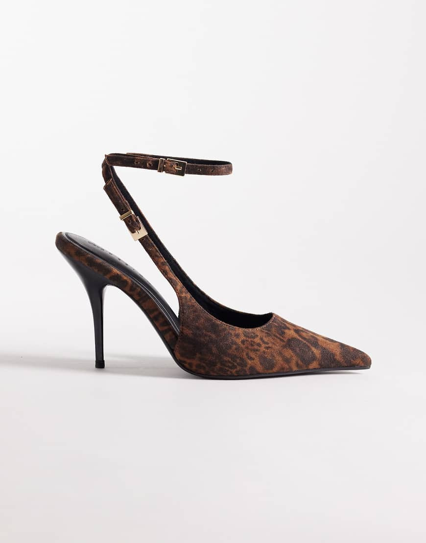 ASOS DESIGN Promise slingback stiletto high heel shoes in leopard-Multi | ASOS (Global)