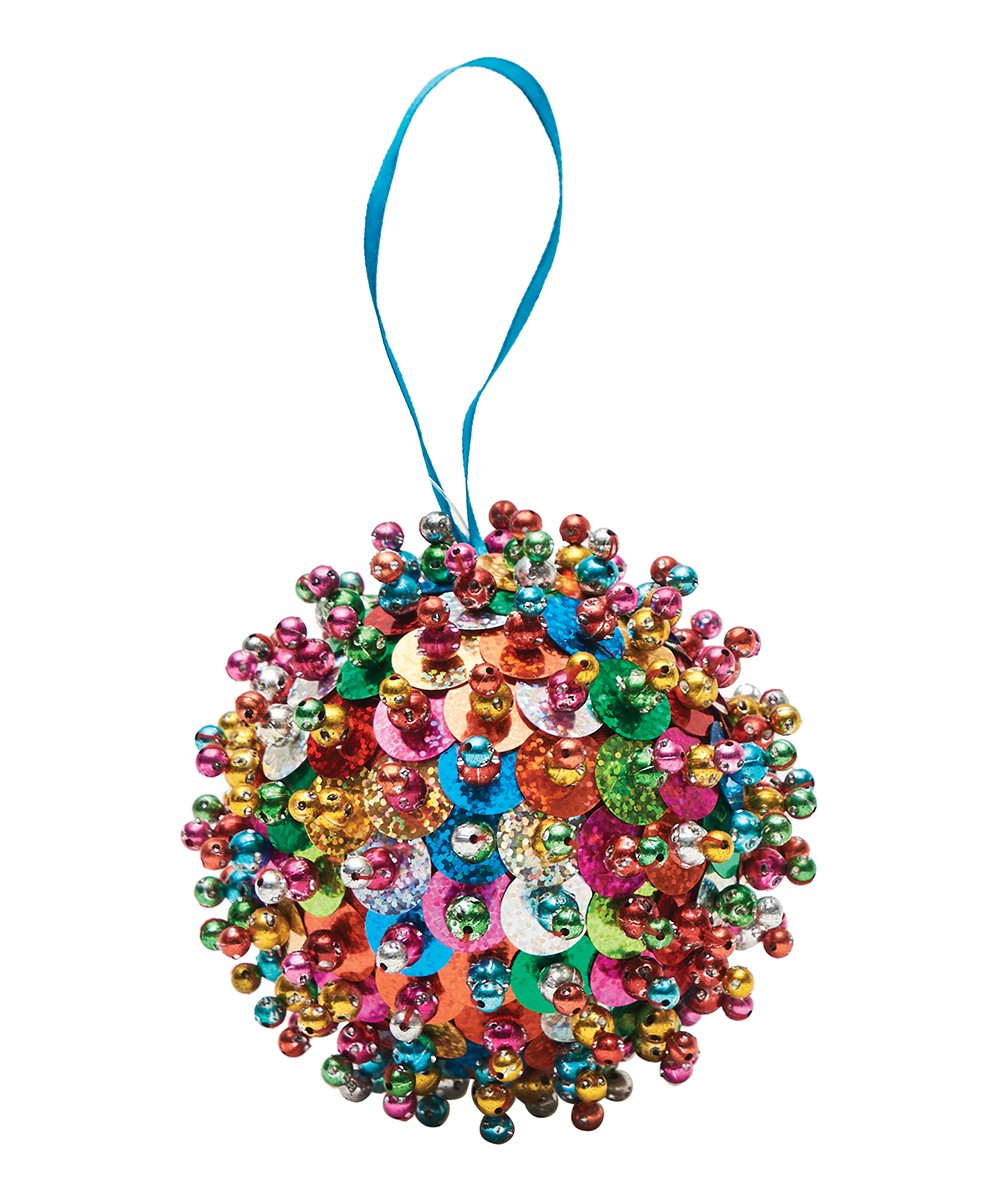 Pink & Blue Retro Sequin Ball Ornament | Zulily