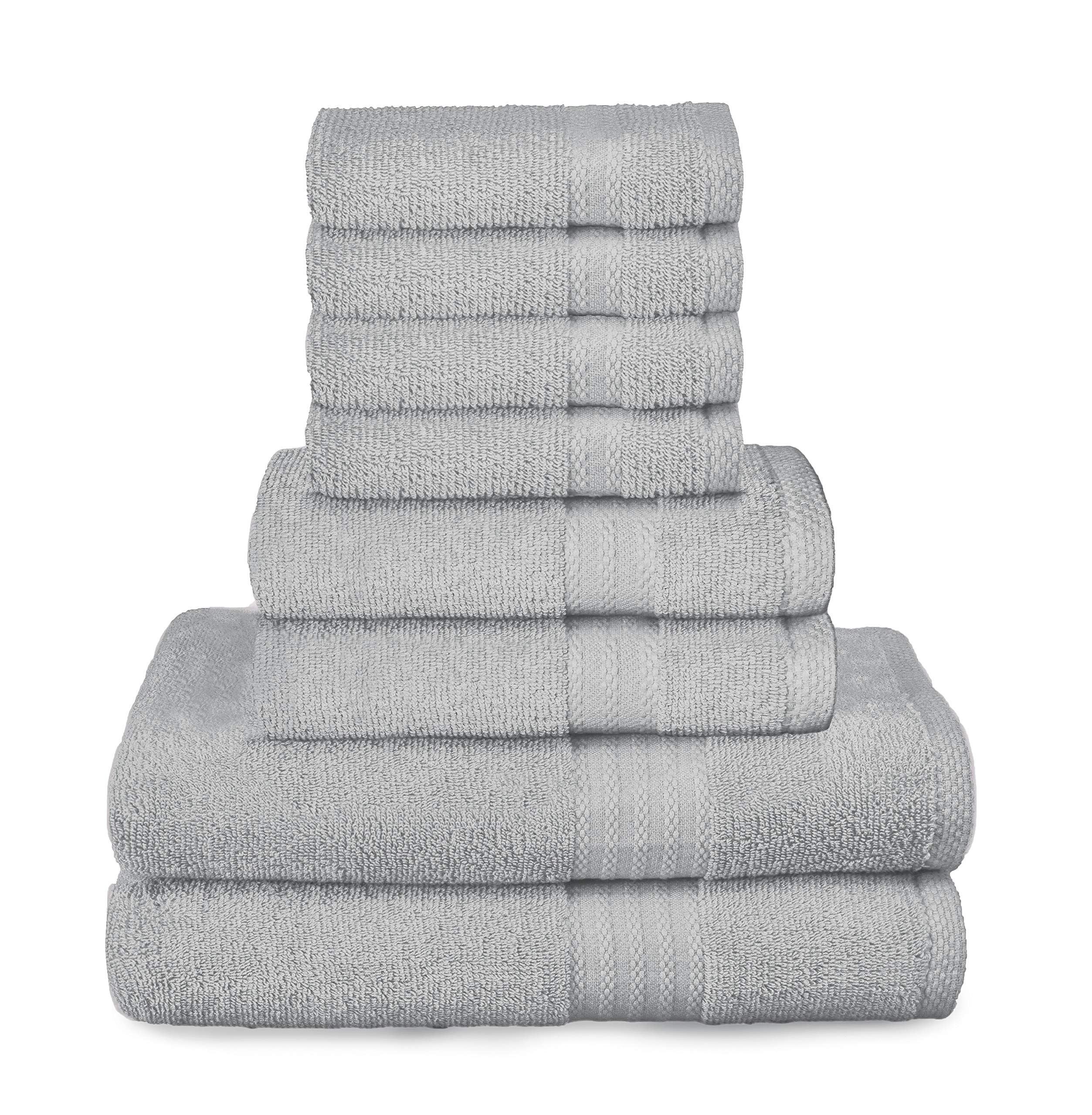 GLAMBURG Ultra Soft 8 Piece Towel Set - 100% Pure Ring Spun Cotton, Contains 2 Oversized Bath Tow... | Amazon (US)