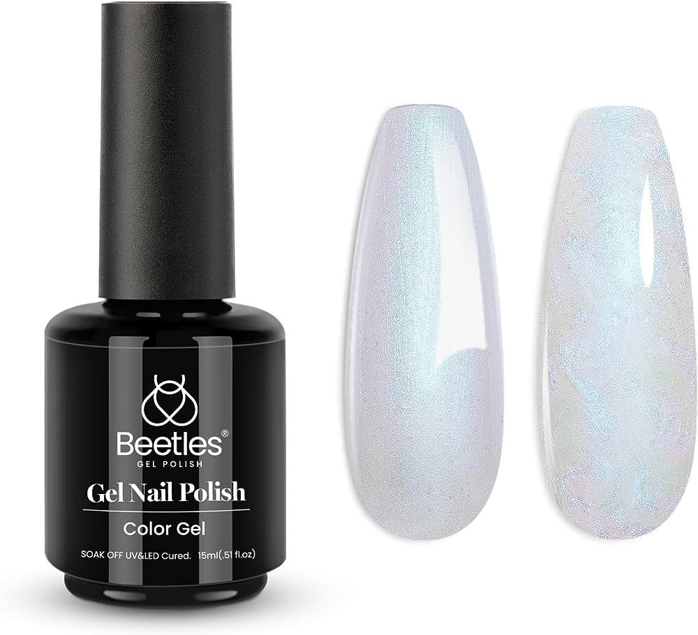 Beetles Gel Nail Polish, 1 Pcs 15ml Pearl Pink Glitter Blue Gel Polish Soak Off Shimmer Nail Art ... | Amazon (US)