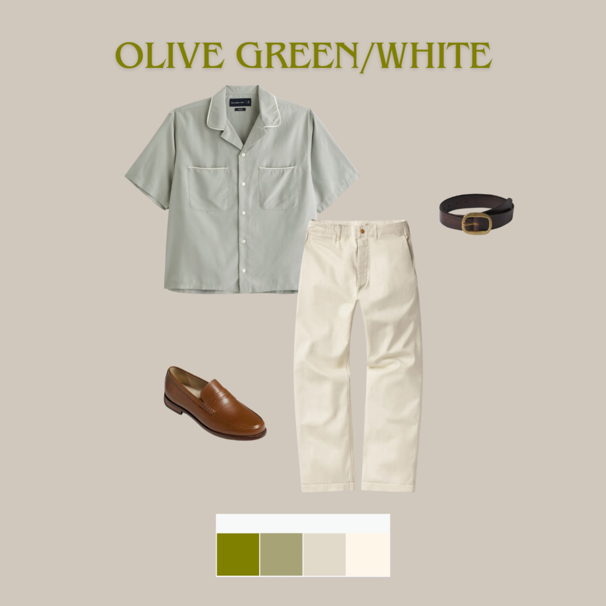 Olive Green/White Color Combo #ltkmen #colorcombo #mensfashion #mensstyle #spring