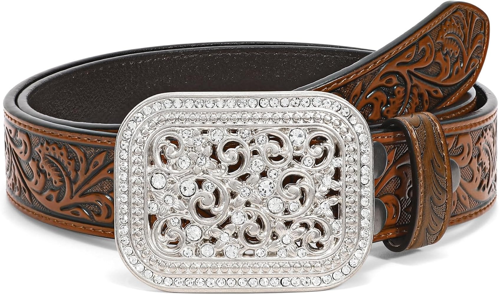 XZQTIVE Women Men Western Belt Vintage Country Belts For Cowgirl Cowboys Genuine Leather Belt wit... | Amazon (US)