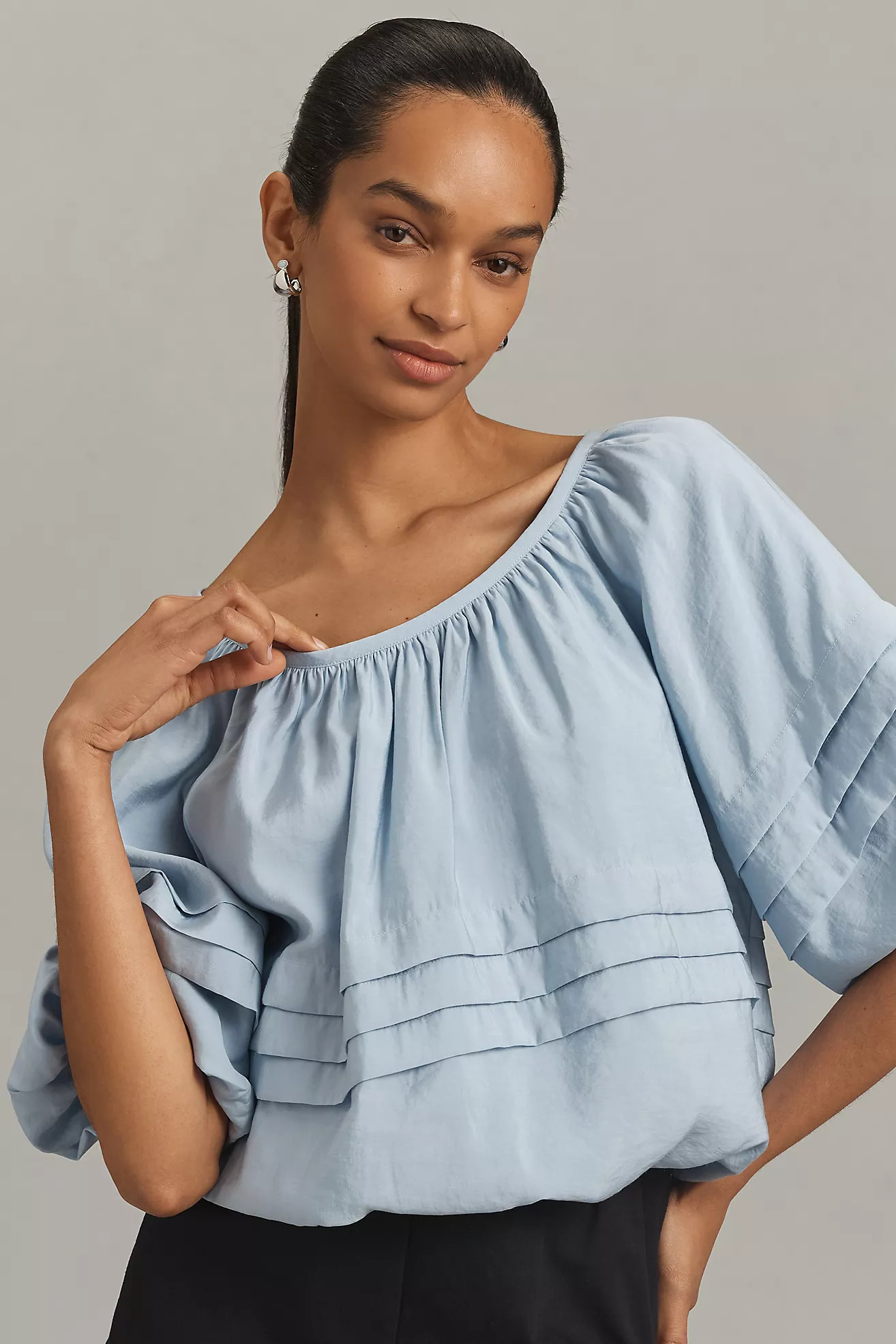 Maeve Short-Sleeve Bubble Tiered Top | Anthropologie (US)