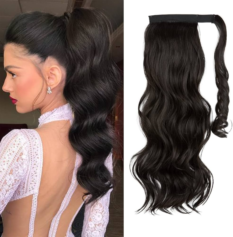 CJL HAIR 22" Long Ponytail Hair Extension Wrap Around Pony Tail Clip in Curly Wavy Synthetic Fake... | Amazon (US)