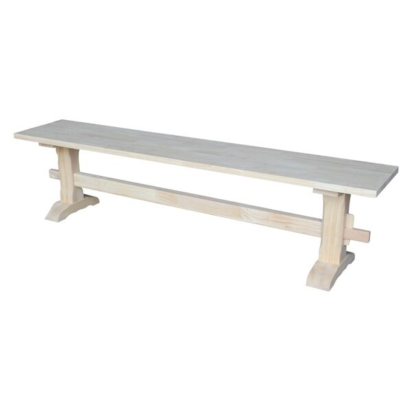 Unfinished Solid Parawood Trestle Bench | Bed Bath & Beyond